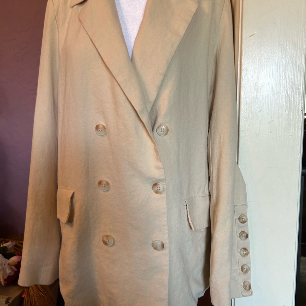 Free People neutral Double-Breasted jacket